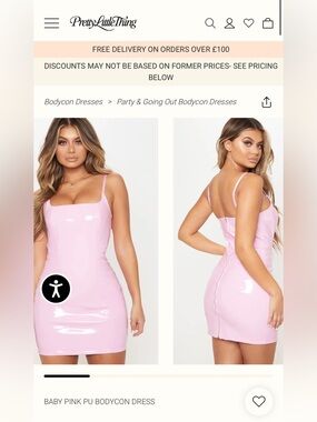 PrettyLittleThing Baby Pink PU Bodycon Dress